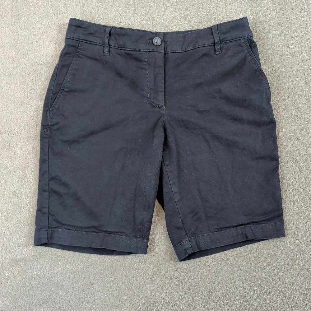 Tommy Bahama Chino Shorts Womens 4 Black Cotton Tencel Stretch Mid Rise Bermuda